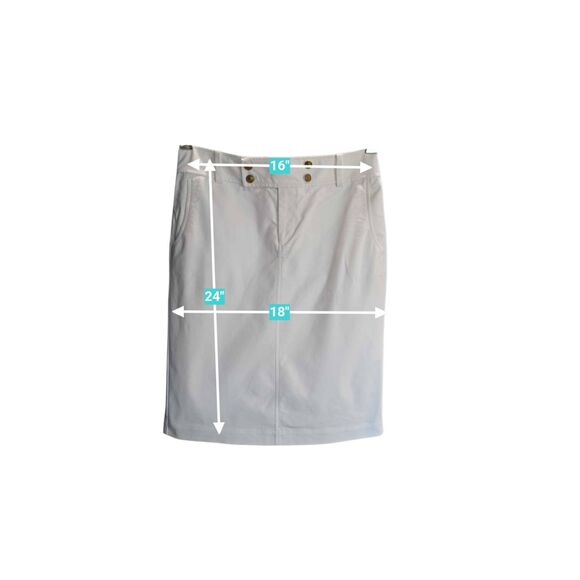 Lauren Ralph Lauren Women's White Pencil Skirt With Gold Buttons, Stretchy, Summ - Picture 7 of 7